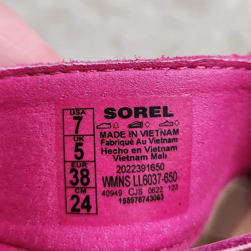 SOREL Ella II Easy Flip Sandals In Fuchsia Fizz Pink / Sea Salt Womens US 7 - Picture 3 of 9